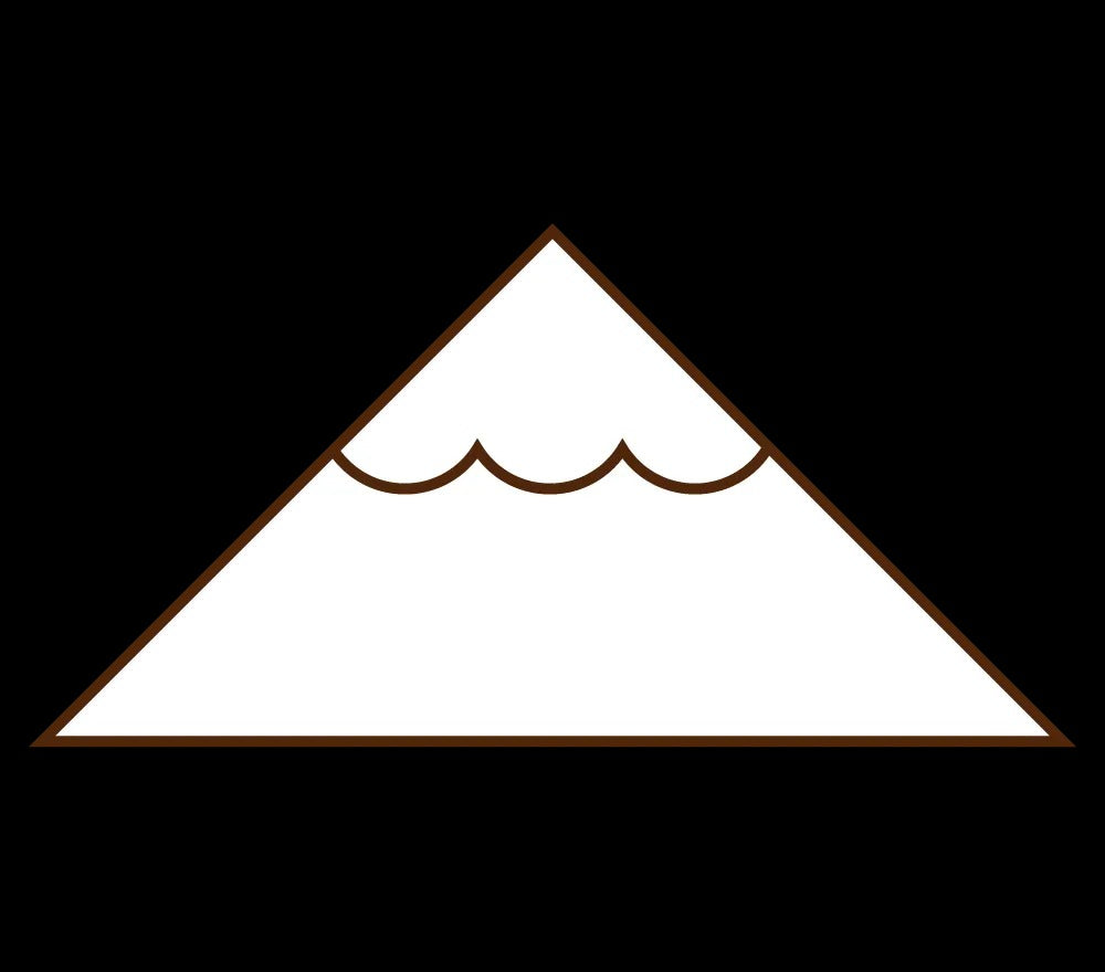 Das ist eine stilisierte Darstellung eines Berges mit Schnee auf der Spitze.